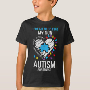 Blue For My Son Autism Awareness Asd Family Parent T-Shirt