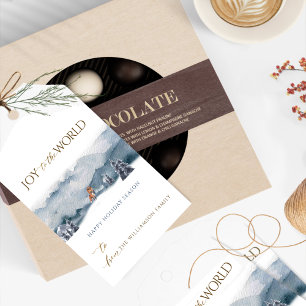 Blue Forest and Fox, Joy to the World, Holiday Gift Tags