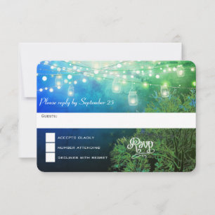 Blue Forest Mason Jar String of Lights  RSVP Card
