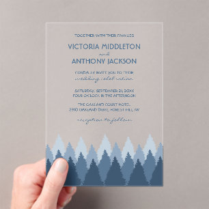 Blue Forest Range Woodland Wedding Acrylic Invitations