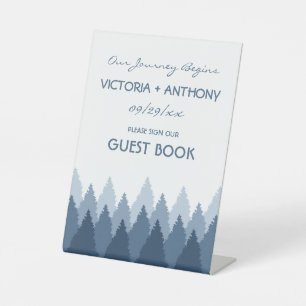 Blue Forest Range Woodland Wedding Pedestal Sign