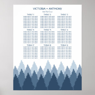 Blue Forest Range Woodland Wedding Seating Chart