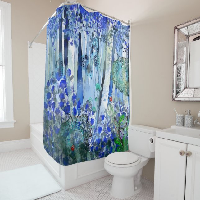 Blue Forest Shower Curtain (In Situ)