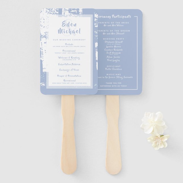 Blue Forest Wedding Ceremony Program Set of Fans (Front and Back)