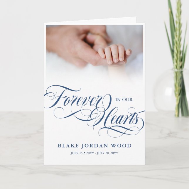 Blue Forever In Our Hearts Baby Boy Funeral Programme (Front)