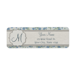 Blue Forget-Me-Not Floral and Marble with Monogram