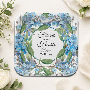 Blue Forget Me Not Flowers Funeral Paper Plate