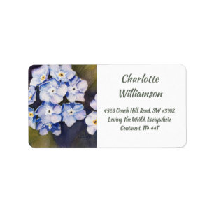 Blue Forget-me-not Flowers in Watercolor Address Label
