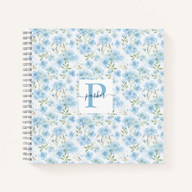Blue Forget Me Not Flowers Notebook (Front)