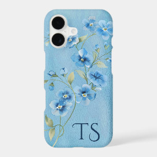 Blue Forget-me-not Flowers with Monogram