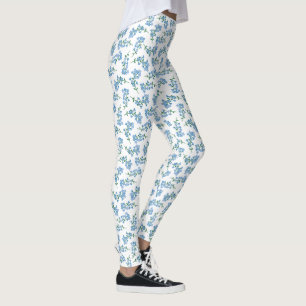 Blue Forget-Me-Not Pattern Leggings