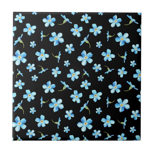 Blue Forget me not seamless pattern Tile (Front)