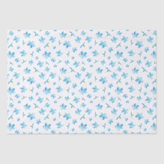 Blue Forget me not seamless pattern Tissue Paper (Front)
