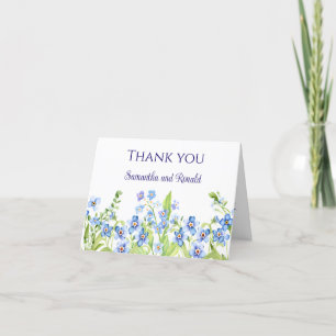 Blue Forget Me Not Watercolor Wedding Thank You Card