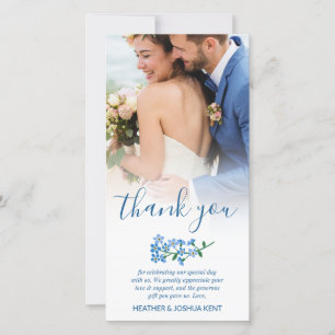 Blue Forget Me Not Wedding Photo Thank You