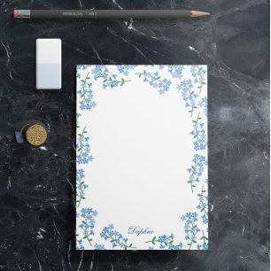 Blue Forget Me Nots - Add Your Name Post-it Notes