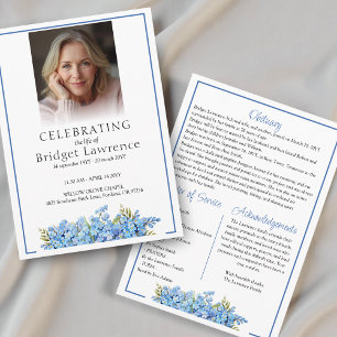 Blue Forget-me-nots Celebrating Life - Funeral Programme