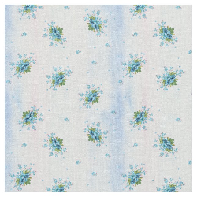 Blue forget-me-not's on a soft pink-blue fabric (Close Up)