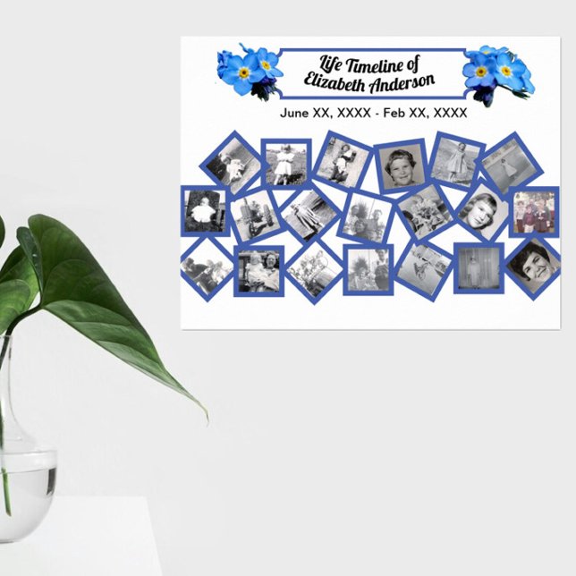 Blue Forget Me Nots Timeline Photo Collage Poster (Creator Uploaded)