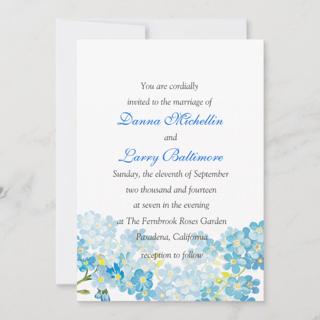 Blue Forget Me Not's  Wedding Invitation (Front)