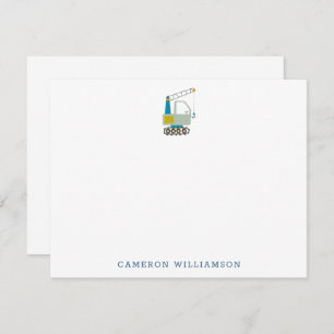 Blue Forklift Truck Art Personalised Stationery   Thank You Card