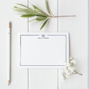 Blue Formal Classic Family Monogram Minimalist Card