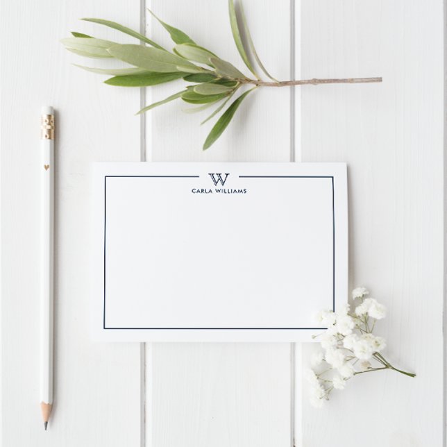 Blue Formal Classic Family Monogram Minimalist Card (Elegant and professional monogram business card with chic border frame and name.)