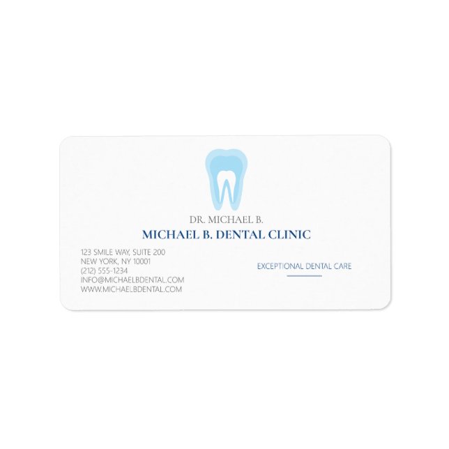 Blue Formal Dental Dentist Teeth logo Label (Front)