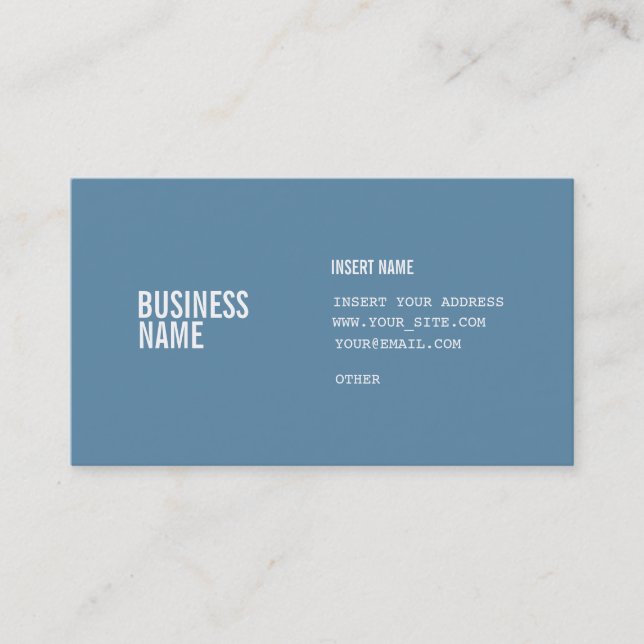 Blue Format With Columns White Condensed Fonts Business Card (Front)