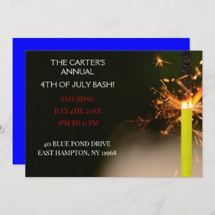 Blue Fourth of July  Independence Day Sparkler Invitation