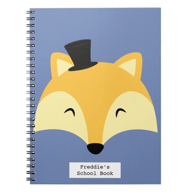 blue fox boy's school notebook journal (Front)