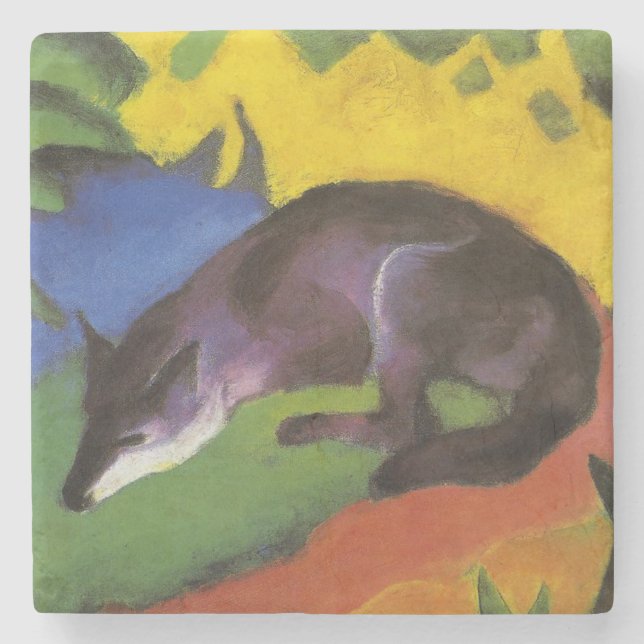Blue Fox (by Franz Marc) Stone Coaster (Front)