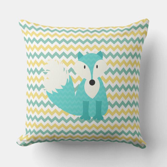 Blue Fox Chevron Stripe Outdoor Pillow (Front)