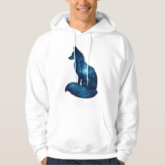 Blue Fox Double Exposure | Moonlit Nature Hoodie