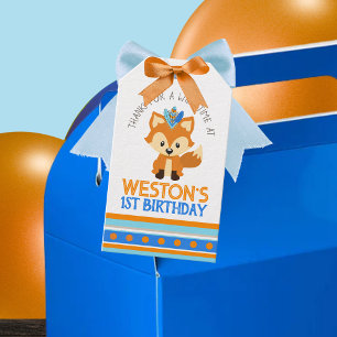 Blue Fox Woodland Birthday Thank You Favour Tags