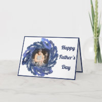 Blue Fractal Art Circle Frame Happy Father's Day