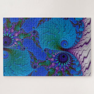 Blue Fractal Chameleon Spiral Abstract  Jigsaw Puzzle