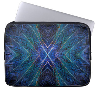 Blue Fractal Feather Design Laptop Sleeve