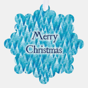 Blue Fractal Forest - Christmas Card