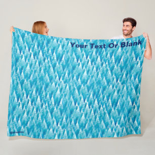 Blue Fractal Forest Fleece Blanket