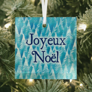 Blue Fractal Forest - Joyeux Noël Glass Tree Decoration
