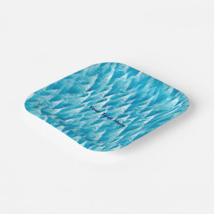 Blue Fractal Forest Paper Plate