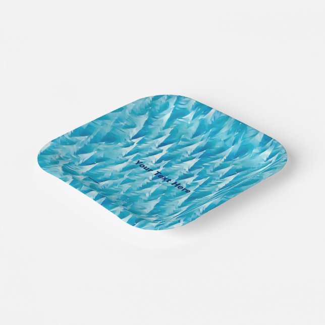 Blue Fractal Forest Paper Plate (Angled)