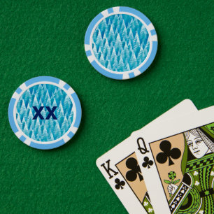Blue Fractal Forest Poker Chips