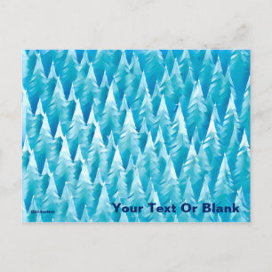 Blue Fractal Forest Postcard