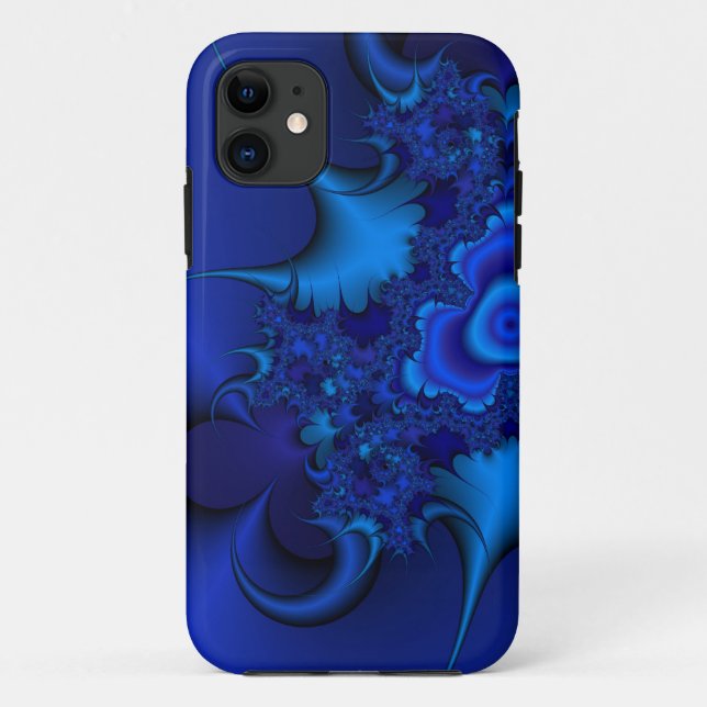 blue fractal iphone case (Back)