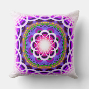 Blue fractal mosaic pattern cushion