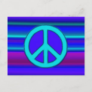 Blue Fractal & Peace Sign Fine Art Postcard