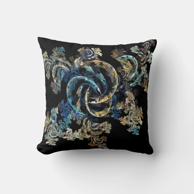 Blue Fractal  Style Cushion (Front)