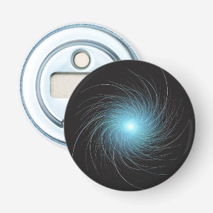 Blue Fractal Swirl on Black Bottle Opener